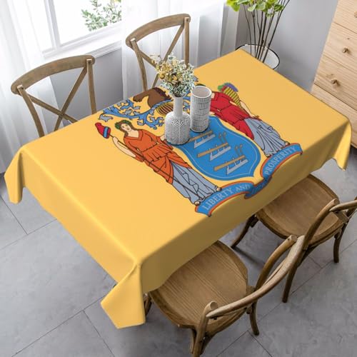 XZDLYY Tischdecke, weich, rechteckig, Flagge von New Jersey, 89 x 140 cm, für Esszimmer, Party, Picknick, Hochzeit, Brunch Buffet, Dekoration von XZDLYY