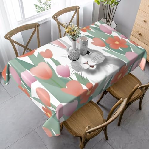 XZDLYY Tischdecke, weich, rechteckig, Motiv: Bunny Joy, für Esszimmer, Party, Picknick, Hochzeit, Brunch oder Buffet, 89 x 140 cm XZDLYY Tischdecke, weich, rechteckig, Motiv: Bunny Joy, für Esszimmer, Party, Picknick, Hochzeit, Brunch oder Buffet, 89 x 140 cm von XZDLYY