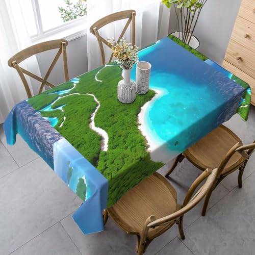 XZDLYY Tischdecke, weich, rechteckig, Motiv: Insel im Meer, 89 x 140 cm, für Esszimmer, Party, Picknick, Hochzeit, Brunch oder Buffet von XZDLYY
