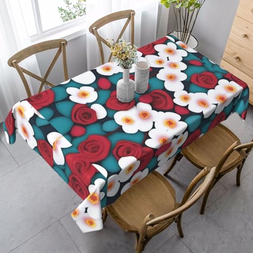 XZDLYY Tischdecke, weich, rechteckig, Motiv: Liebesblüten, 89 x 140 cm, für Esszimmer, Party, Picknick, Hochzeit, Brunch oder Buffet von XZDLYY