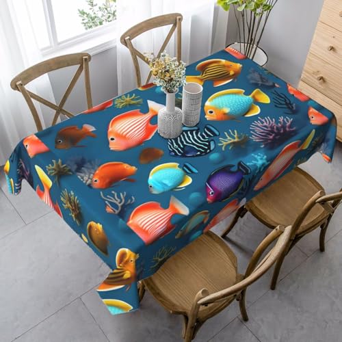XZDLYY Tischdecke, weich, rechteckig, Motiv: U-Boot-Rifffisch, 89 x 140 cm, für Esszimmer, Party, Picknick, Hochzeit, Brunch oder Buffet von XZDLYY