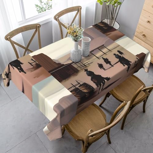 XZDLYY Tischdecke, weich, rechteckig, Motiv: Wilder Westen, 89 x 140 cm, für Esszimmer, Party, Picknick, Hochzeit, Brunch oder Buffet von XZDLYY