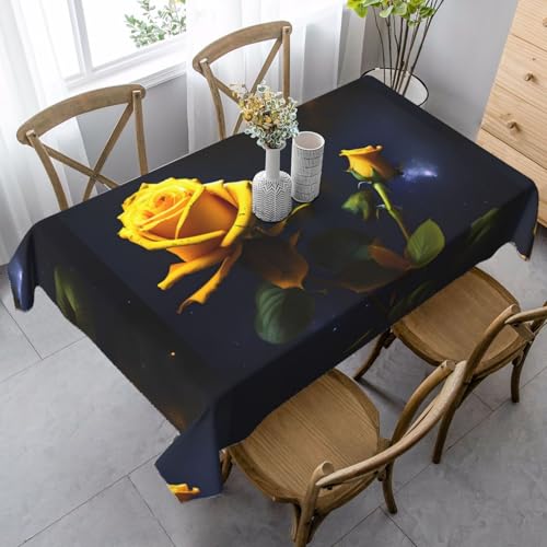 XZDLYY Tischdecke, weich, rechteckig, Motiv: gelbe Rosen, Sternennacht, 89 x 140 cm, für Esszimmer, Party, Picknick, Hochzeit, Brunch oder Buffet XZDLYY Tischdecke, weich, rechteckig, Motiv: gelbe Rosen, Sternennacht, 89 x 140 cm, für Esszimmer, Party, Picknick, Hochzeit, Brunch oder Buffet von XZDLYY
