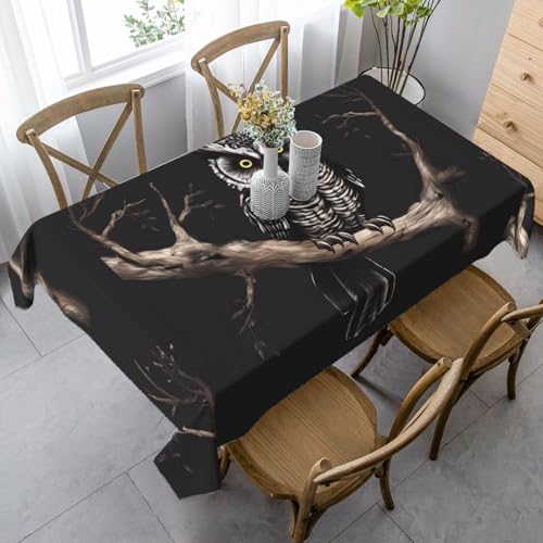 XZDLYY Tischdecke, weich, rechteckig, Motiv: späte Nacht, Eulenmotiv, 89 x 140 cm, für Esszimmer, Party, Picknick, Hochzeit, Brunch oder Buffet von XZDLYY