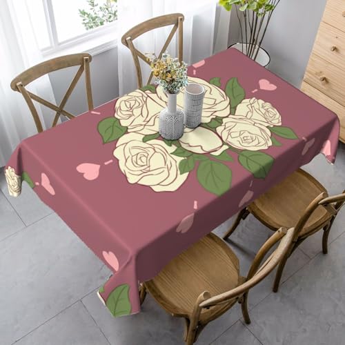 XZDLYY Tischdecke, weich, rechteckig, Motiv: weiße Rose der Liebe, 89 x 140 cm, für Esszimmer, Party, Picknick, Hochzeit, Brunch Buffet, Dekoration XZDLYY Tischdecke, weich, rechteckig, Motiv: weiße Rose der Liebe, 89 x 140 cm, für Esszimmer, Party, Picknick, Hochzeit, Brunch Buffet, Dekoration von XZDLYY