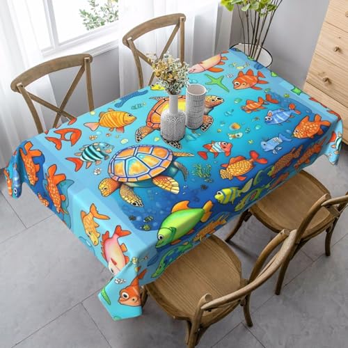 XZDLYY Tischdecke, weich, rechteckig, Schildkröte und Fische, 89 x 140 cm, für Esszimmer, Party, Picknick, Hochzeit, Brunch oder Buffet XZDLYY Tischdecke, weich, rechteckig, Schildkröte und Fische, 89 x 140 cm, für Esszimmer, Party, Picknick, Hochzeit, Brunch oder Buffet von XZDLYY
