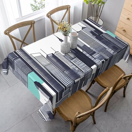 XZDLYY Tischdecke, weich, rechteckig, Stadtbild, 89 x 140 cm, für Esszimmer, Party, Picknick, Hochzeit, Brunch oder Buffet von XZDLYY