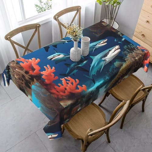 XZDLYY Tischdecke, weich, rechteckig, U-Boot-Hai, Koralle, 89 x 140 cm, für Esszimmer, Party, Picknick, Hochzeit, Brunch oder Buffet XZDLYY Tischdecke, weich, rechteckig, U-Boot-Hai, Koralle, 89 x 140 cm, für Esszimmer, Party, Picknick, Hochzeit, Brunch oder Buffet von XZDLYY