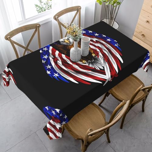 XZDLYY Tischdecke, weich, rechteckig, USA-Flagge, Patriotischer Adler, 89 x 140 cm, für Esszimmer, Party, Picknick, Hochzeit, Brunch Buffet, Dekoration von XZDLYY