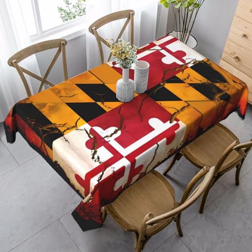 XZDLYY Tischdecke, weich, rechteckig, Vintage-Stil, Maryland-Flagge, 89 x 140 cm, für Esszimmer, Party, Picknick, Hochzeit, Brunch Buffet, Dekoration von XZDLYY