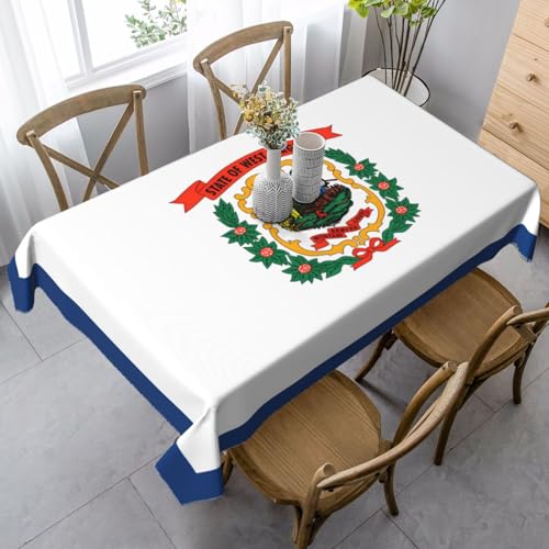 XZDLYY Tischdecke, weich, rechteckig, West Virginia-Flagge, 89 x 140 cm, für Esszimmer, Party, Picknick, Hochzeit, Brunch Buffet, Dekoration von XZDLYY