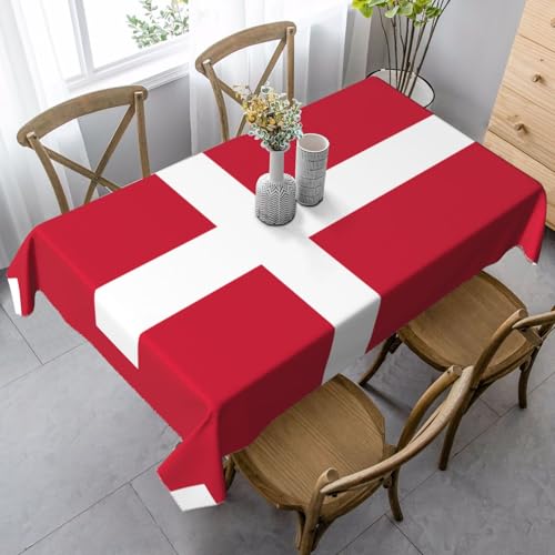 XZDLYY Tischdecke, weich, rechteckig, dänische Flagge, 89 x 140 cm, für Esszimmer, Party, Picknick, Hochzeit, Brunch oder Buffet von XZDLYY