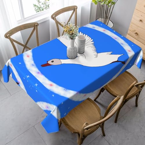 XZDLYY Tischdecke, weich, rechteckig, fliegende weiße Gänse, 89 x 140 cm, für Esszimmer, Party, Picknick, Hochzeit, Brunch Buffet, Dekoration von XZDLYY