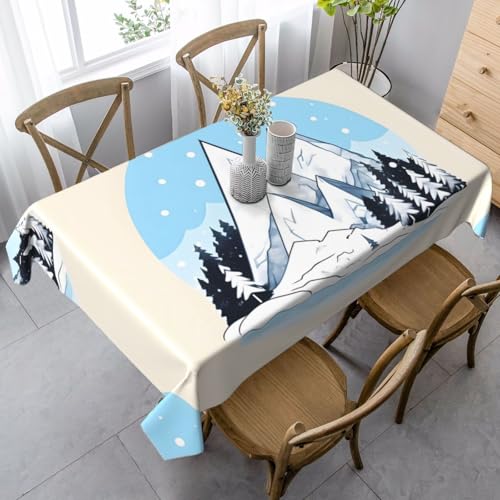 XZDLYY Tischdecke, weich, rechteckig, schneebedeckte Berge, 89 x 140 cm, für Esszimmer, Party, Picknick, Hochzeit, Brunch oder Buffet von XZDLYY