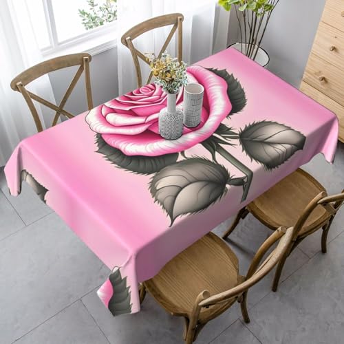 XZDLYY Tischdecke, weich, rechteckig, schöne rosa Rosen, 89 x 140 cm, für Esszimmer, Party, Picknick, Hochzeit, Brunch Buffet, Dekoration von XZDLYY