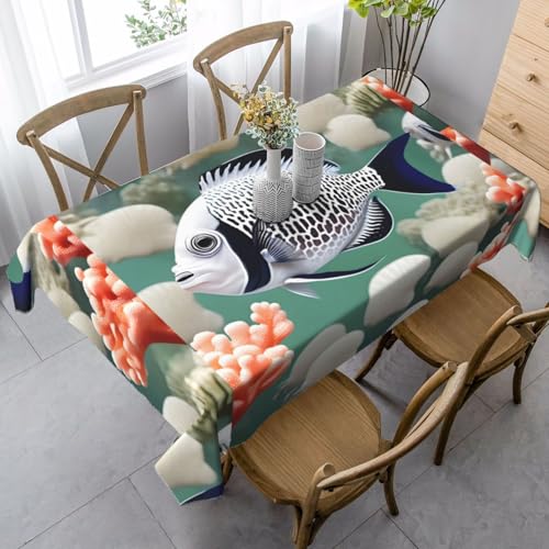 XZDLYY Tischdecke, weich, rechteckig, tropische Fische, 89 x 140 cm, für Esszimmer, Party, Picknick, Hochzeit, Brunch Buffet, Dekor XZDLYY Tischdecke, weich, rechteckig, tropische Fische, 89 x 140 cm, für Esszimmer, Party, Picknick, Hochzeit, Brunch Buffet, Dekor von XZDLYY