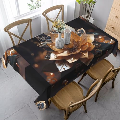 XZDLYY Tischdecke, weich, rechteckig, zarte Lotusblüte, 89 x 140 cm, für Esszimmer, Party, Picknick, Hochzeit, Brunch oder Buffet, Weiß von XZDLYY