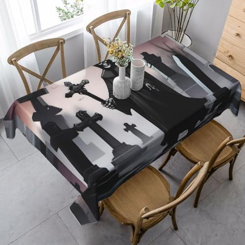 XZDLYY TombstoneTerrors Tischdecke, weich, rechteckig, 89 x 140 cm, für Esszimmer, Party, Picknick, Hochzeit, Brunch oder Buffet von XZDLYY