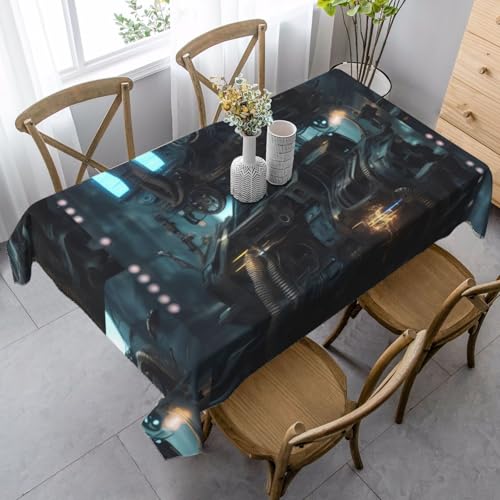 XZDLYY Weiche, rechteckige Future Robot Tischdecke, 89 x 140 cm, für Esszimmer, Party, Picknick, Hochzeit, Brunch Buffet, Dekoration von XZDLYY