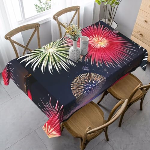 XZDLYY Weiche, rechteckige Tischdecke mit Feuerwerk, 89 x 140 cm, für Esszimmer, Party, Picknick, Hochzeit, Brunch oder Buffet von XZDLYY