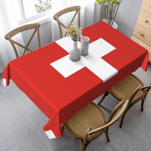 XZDLYY Weiche, rechteckige Tischdecke mit Schweizer Flagge, 89 x 140 cm, für Esszimmer, Party, Picknick, Hochzeit, Brunch oder Buffet von XZDLYY
