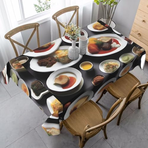XZDLYY Weiche, rechteckige Tischdecke mit aromatischen Tellern, 89 x 140 cm, für Esszimmer, Party, Picknick, Hochzeit, Brunch oder Buffet von XZDLYY
