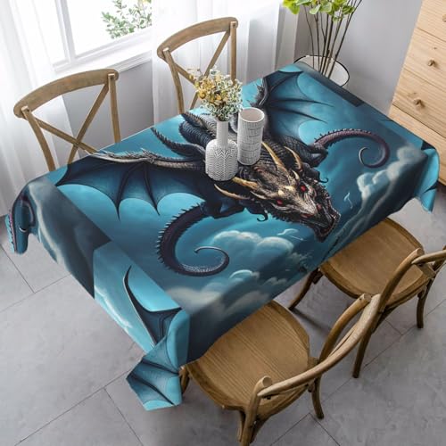 XZDLYY Weiche, rechteckige Tischdecke mit fliegendem Drachen, 89 x 140 cm, für Esszimmer, Party, Picknick, Hochzeit, Brunch oder Buffet von XZDLYY