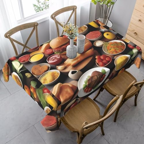 XZDLYY Weiche, rechteckige Tischdecke mit köstlichem Festmahl, 89 x 140 cm, für Esszimmer, Party, Picknick, Hochzeit, Brunch oder Buffet XZDLYY Weiche, rechteckige Tischdecke mit köstlichem Festmahl, 89 x 140 cm, für Esszimmer, Party, Picknick, Hochzeit, Brunch oder Buffet von XZDLYY