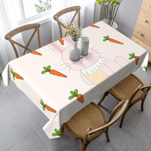 XZDLYY Weiche, rechteckige Tischdecke mit lächelndem Kaninchen, 89 x 140 cm, für Esszimmer, Party, Picknick, Hochzeit, Brunch oder Buffet von XZDLYY