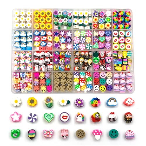 Polymer-Ton-Perlen in Blumenform, für Armbänder, Ohrringe, Schmuckherstellung, gemischte Abstandshalter, Charms für Bastelarbeiten, Geschenke (Blume), 480 Stück von XZDRIY