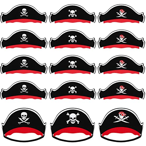 XZEIT 12 Stück Halloween-Filz-Piratenhüte für Kinder mit Schädeldruck, Piratenhut, karibischer Piratenkapitän, Partyhüte, Kostümkappe, Piratenparty, Zubehör, Foto-Requisiten XZEIT 12 Stück Halloween-Filz-Piratenhüte für Kinder mit Schädeldruck, Piratenhut, karibischer Piratenkapitän, Partyhüte, Kostümkappe, Piratenparty, Zubehör, Foto-Requisiten von XZEIT