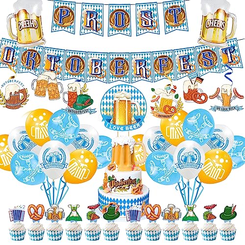 XZEIT 40 Stück Oktoberfest Deko Set, Bayrische Dekoration Set mit Bunting, Oktoberfest Ballon Dekoration, Bayrische Ballon Dekoration Bayern Girlande für Bierzelten Festival München XZEIT 40 Stück Oktoberfest Deko Set, Bayrische Dekoration Set mit Bunting, Oktoberfest Ballon Dekoration, Bayrische Ballon Dekoration Bayern Girlande für Bierzelten Festival München von XZEIT