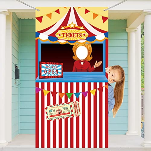 XZEIT Karnevals Zirkus Party Hintergrund - Dekorationen, Foto Tür Banner, Ticketschiff Hintergrundprops, Großes Stoff Foto Banner für Festliche Dekoration von XZEIT