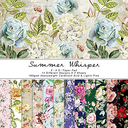 24 Blatt Vintage Floral Scrapbook Spezialpapier, Scrapbooking Paket, 12 Designs Dekoratives Papier für Kartenherstellung, Scrapbooking, Dekoration, 15.2x15.2 cm Frühlingsmuster Papier Packung 24 Blatt Vintage Floral Scrapbook Spezialpapier, Scrapbooking Paket, 12 Designs Dekoratives Papier für Kartenherstellung, Scrapbooking, Dekoration, 15.2x15.2 cm Frühlingsmuster Papier Packung von XZJMY