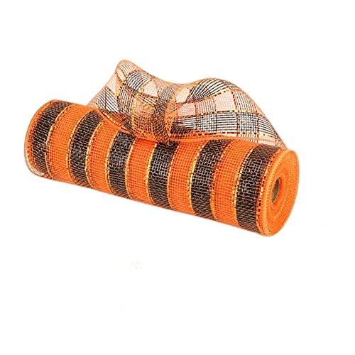 25,4 cm Netzband, Poly-Deko-Webband, Dekoration, für DIY, Weihnachten, Halloween-Projekt, Kränze, Partydekorationen, Verpackung, Handwerk, 9,5 m (orange und schwarz) von XZJMY