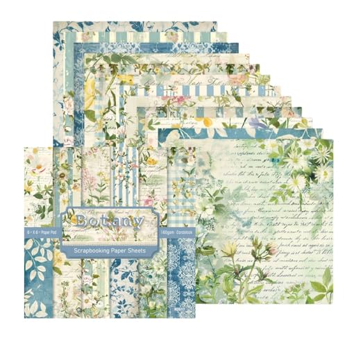 Scrapbook-Papier, 15,2 x 15,2 cm, floral, Vintage-Blumengarten, Bastelbögen, 24 Blatt/12 Designs, einseitiges Scrapbook-Zubehör, dekoratives Papier für Kartenherstellung, Fotoalbum-Dekoration (Blau 01 Scrapbook-Papier, 15,2 x 15,2 cm, floral, Vintage-Blumengarten, Bastelbögen, 24 Blatt/12 Designs, einseitiges Scrapbook-Zubehör, dekoratives Papier für Kartenherstellung, Fotoalbum-Dekoration (Blau 01 von XZJMY