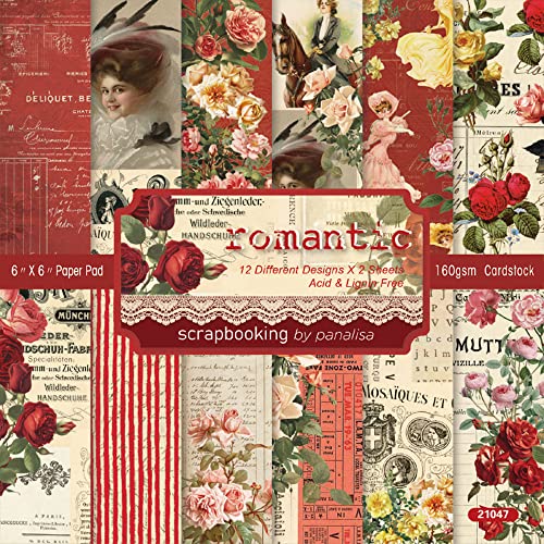 Scrapbook-Papierpackung, 15.2x15.2 cm, Frühlings-Scrapbooking, Vintage-Scrapbooking-Zubehör, 12 Designs, Retro-Blumenmuster, Scrapbooking, Dekoration (J-01) von XZJMY