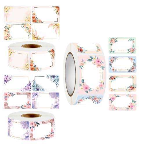 XZJMY 3 Rollen/750 Stück Etiketten für Gläser, Selbstklebende Marmeladenglas-Etiketten, Siegelaufkleber mit Blumenmuster, 5 x 3 cm, beschreibbare, klebrige Marmeladenetiketten für Lebens XZJMY 3 Rollen/750 Stück Etiketten für Gläser, Selbstklebende Marmeladenglas-Etiketten, Siegelaufkleber mit Blumenmuster, 5 x 3 cm, beschreibbare, klebrige Marmeladenetiketten für Lebens von XZJMY
