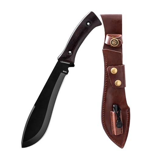 XZQYYY Machete Outdoor Messer Hochmanganstahl Mit Lederetui Survival Messer Griff aus Palisanderholz kampfmesser Scharfes Survival Camping Messer FüR Wandern Jagd Outdoor von XZQYYY