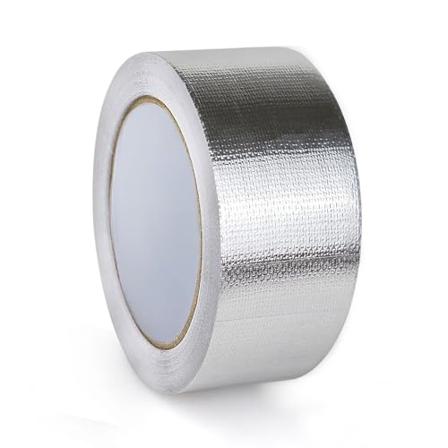 XZRDINGJIE Glasfaser Aluminiumfolie Klebeband, Kanal Isolierband Hochtemperatur Hochleistungs Metallband Verstärktes Aluminium Folienband Wasserdichtes Band (5cm x 25m) von XZRDINGJIE