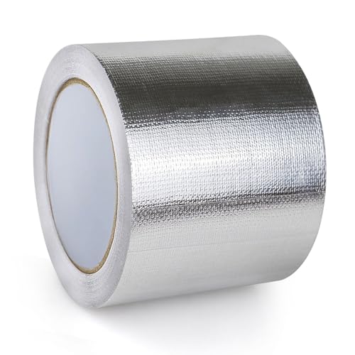 Glasfaser Aluminiumfolie Klebeband, Kanal Isolierband Hochtemperatur Hochleistungs Metallband Verstärktes Aluminium Folienband Wasserdichtes Band (8cm x 25m) von XZRDINGJIE