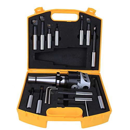 Bohrkopf Set, CNC Fräswerkzeuge 75mm Durchmesser F1-18 12 Stück - Hochwertiger 40CR Stahl, Vibrationsresistent, Ideal für Präzises Ausdrehen (NT40-F1-18-12PCS) von XZXCVN