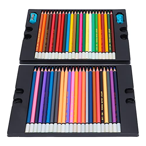 XZXCVN Farbige Stifte Set - Pre -Created Weichkernstifte mit doppelten Spitzer und tragbarem Aufbewahrungsfach für Künstler Kinder Erwachsene Malvorlagen Zeichnung (Typ 2) von XZXCVN