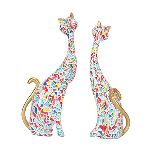 XZXCVN Ölgemälde-Katzen – Figurenset aus Kunstharz, lächelnde, süße Deko-Statue für die Dekoration des Bücherregals im Home-Office (Type 1) von XZXCVN