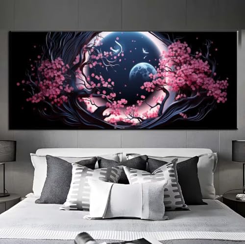 5D Diamond Painting Mond Baum, Diamond Painting groß xxl 115 X 55 cm, Diamant Painting Bilder Cross Stickerei, Diamant Kunst Mosaik Full Drill Crystal, Kreativ Set für Wand Home Décor Gift q485 von Xaafeze