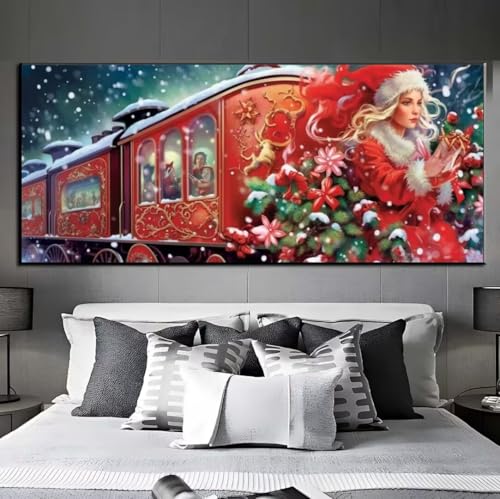 5D Diamond Painting Zug Weihnachten, Diamond Painting groß xxl 115 X 55 cm, Diamant Painting Bilder Cross Stickerei, Diamant Kunst Mosaikherstellung Full Drill Crystal für Wand Home Décor Gift q479 von Xaafeze