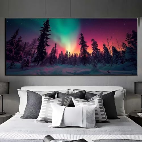Diamond Painting Aurora Wald Diamond Painting Erwachsene, 5D Diamant Painting Bilder Crystal Embroidery, Daiments Painting Basteln Erwachsene, DIY Diamant Painting Artdot für Wand Décor 55x115 cm q473 von Xaafeze