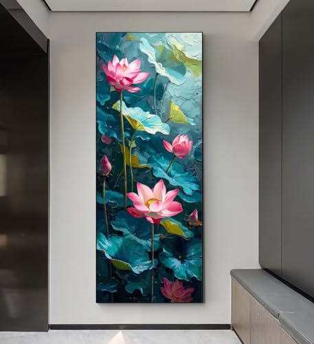 Diamond Painting Blume Lotus Diamond Painting Erwachsene, 5D Diamant Painting Bilder Crystal Embroidery, Daiments Painting Basteln Erwachsene, DIY Diamant Painting Artdot für Wand Décor 85x175 cm q157 von Xaafeze
