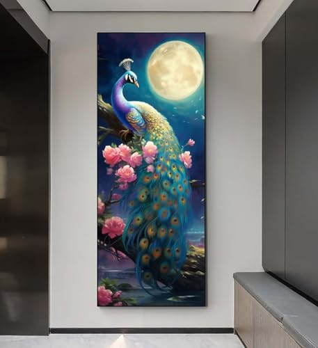 Diamond Painting Blume Pfau Diamond Painting Erwachsene, 5D Diamant Painting Bilder Crystal Embroidery, Daiments Painting Basteln Erwachsene, DIY Diamant Painting Artdot für Wand Décor 85x175 cm q120 von Xaafeze