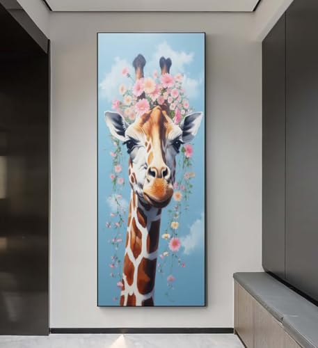 Diamond Painting Blumen Giraffe Diamond Painting Erwachsene, 5D Diamant Painting Bilder Embroidery, Daiments Painting Basteln Erwachsene, DIY Diamant Painting Artdot für Wand Décor 85x175 cm q133 von Xaafeze